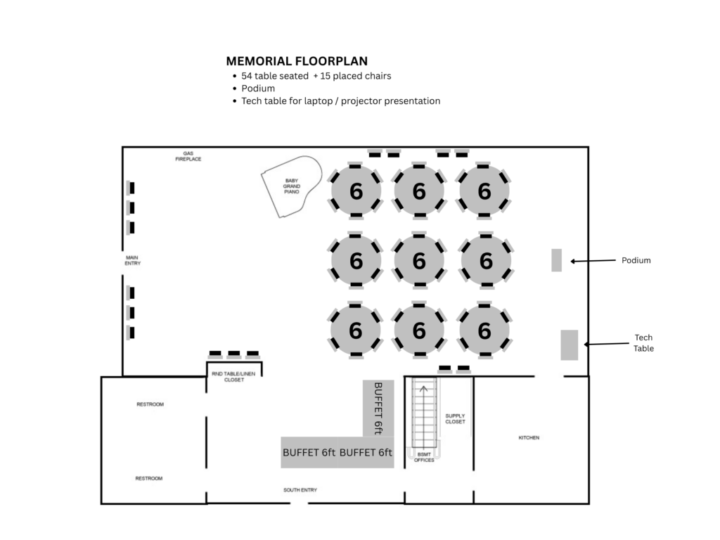 Memorial seating setup layout at the SMILE Station